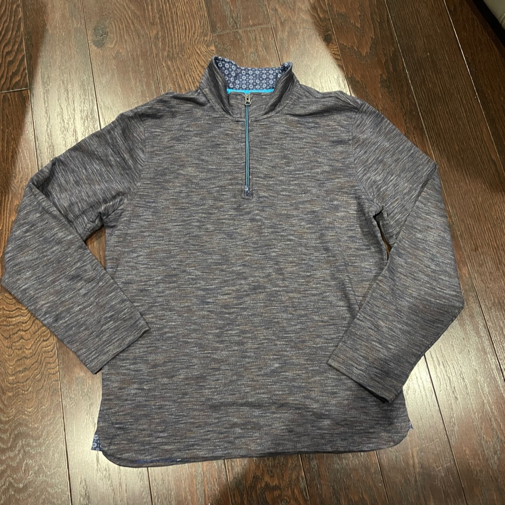 Robert Graham 1/4 Zip Mock Neck Thermal Waffle Sweater Navy Heather Size X-Large